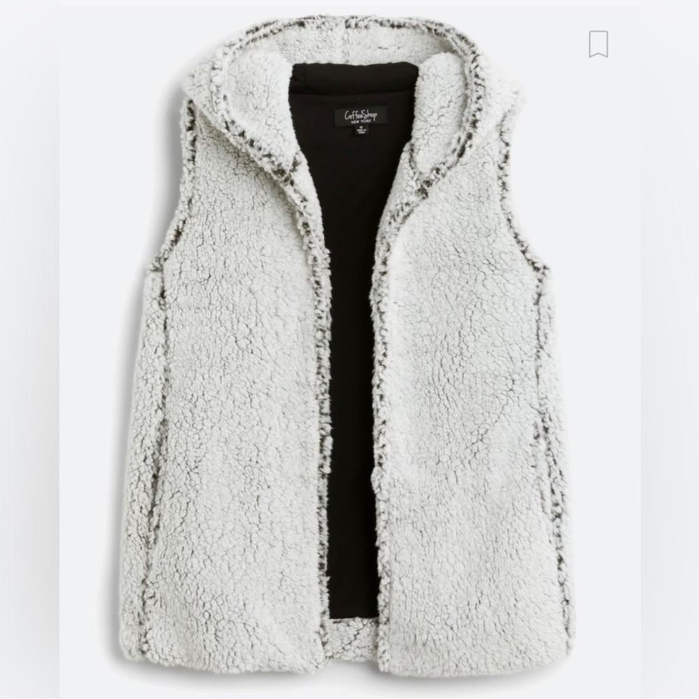 NWT Coffee Shop Faux Shearling Hooded Vest | SOFT! | 2XL